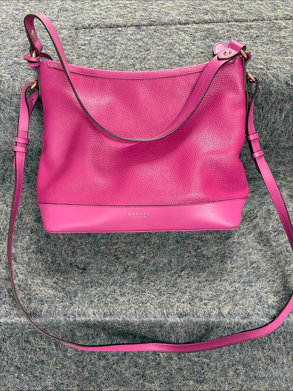 RADLEY LONDON Hot Pink Pebbled Leather Shoulder Bag